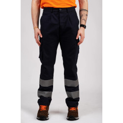 PANTALONE MULTITASCHE COTONE FUSTAGNO CON BANDE