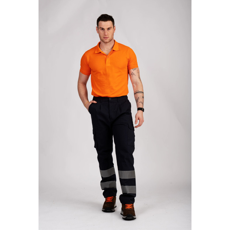 PANTALONE MULTITASCHE COTONE FUSTAGNO CON BANDE