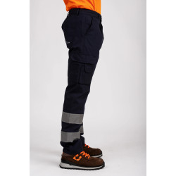 PANTALONE MULTITASCHE COTONE FUSTAGNO CON BANDE