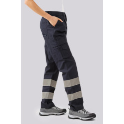 PANTALONE MULTITASCHE COTONE CANVAS CON BANDE