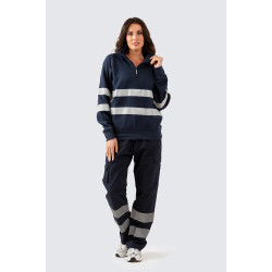 FELPA ZIP CORTA CON BANDE